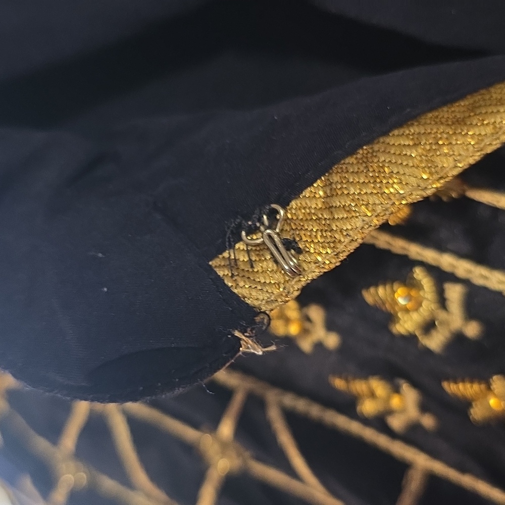 Elegant Navy Women's Dress With Gold Embroidery - Picture 7 of 12